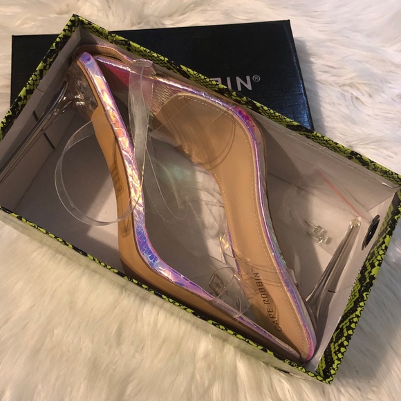 Iridescent Clear Strappy Heels - Picture 6 of 9